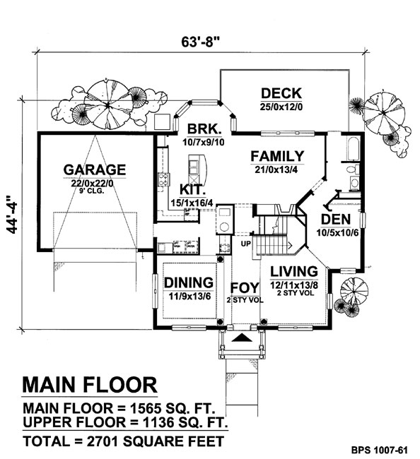 Bungalow Country Level One of Plan 88006