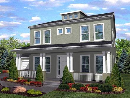 Colonial Contemporary Elevation of Plan 88009
