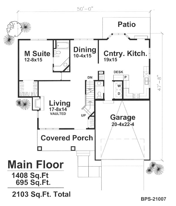 Bungalow Traditional Level One of Plan 88012