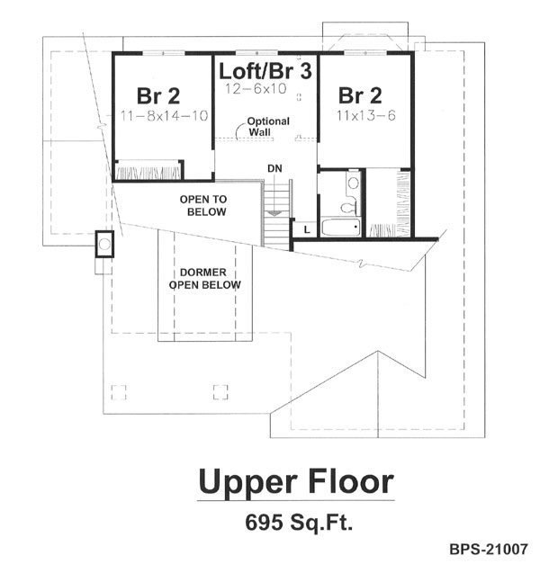 Bungalow Traditional Level Two of Plan 88012