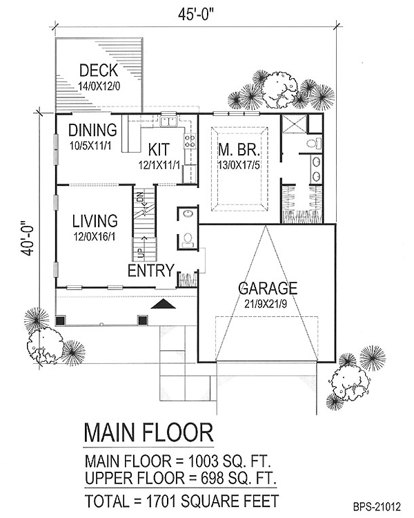 Bungalow Traditional Level One of Plan 88018
