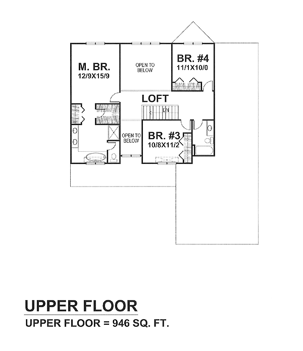 Bungalow Traditional Level Two of Plan 88019