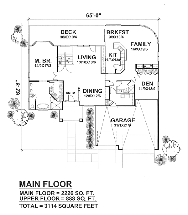 Colonial Contemporary Level One of Plan 88023