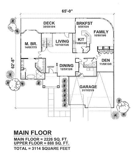 House Plan 88023 First Level Plan