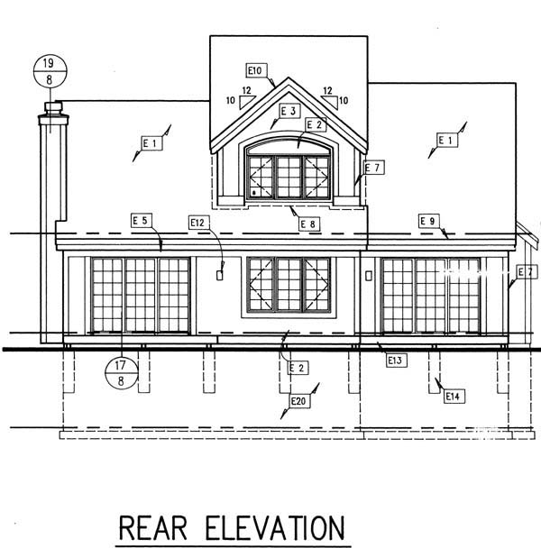 Country Traditional Rear Elevation of Plan 88154