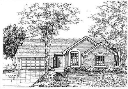 One-Story Ranch Traditional Elevation of Plan 88181