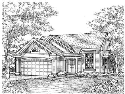 Narrow Lot One-Story Traditional Elevation of Plan 88190