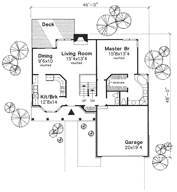 One-Story Traditional Level One of Plan 88191