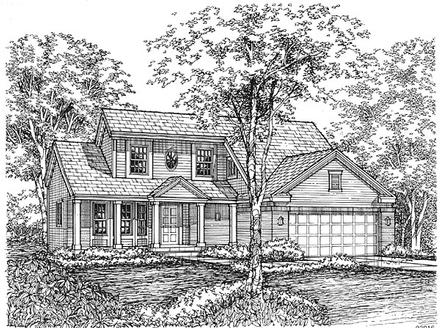 One-Story Traditional Elevation of Plan 88191