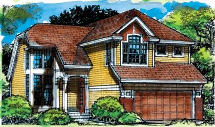 Contemporary Narrow Lot Traditional Elevation of Plan 88196