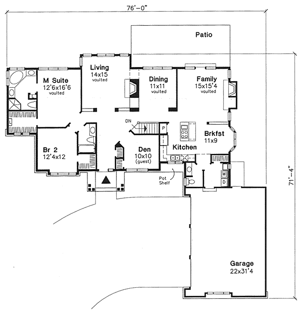 Country One-Story Tudor Level One of Plan 88205
