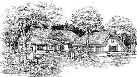 Country One-Story Tudor Elevation of Plan 88205
