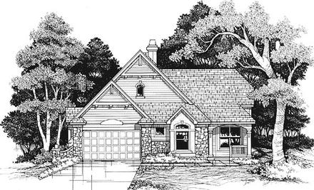 Country One-Story Traditional Elevation of Plan 88208