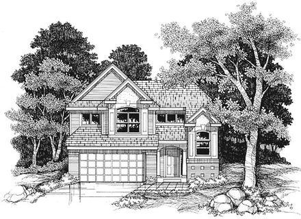 Narrow Lot Traditional Elevation of Plan 88213