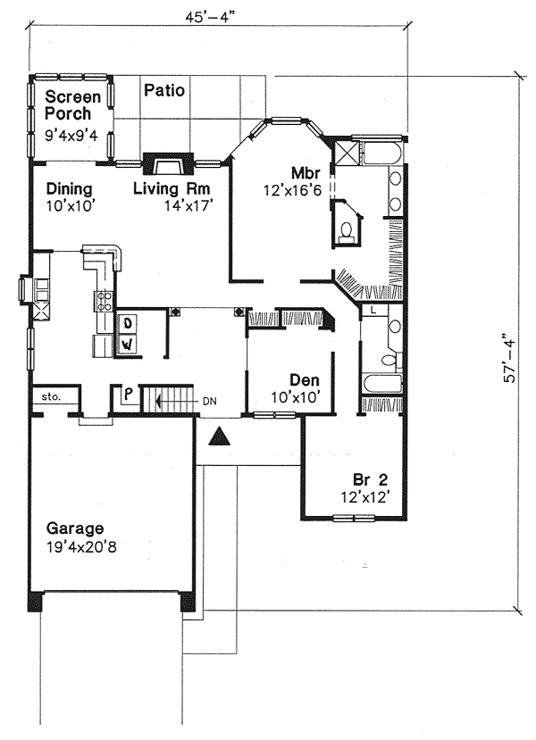 European One-Story Traditional Level One of Plan 88222