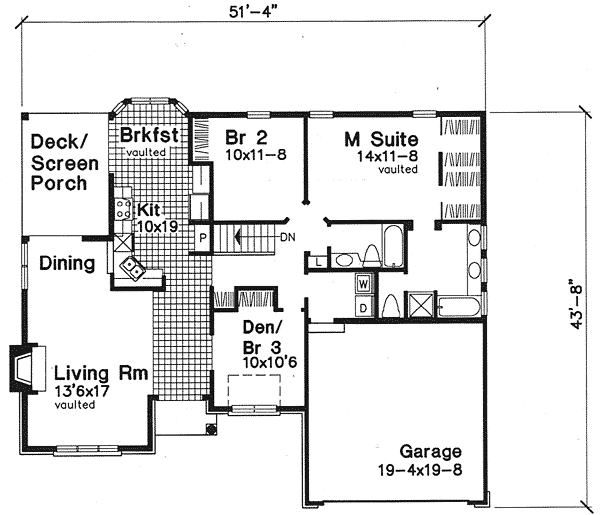 European One-Story Traditional Level One of Plan 88228