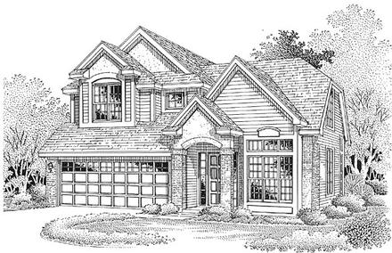 Narrow Lot Traditional Elevation of Plan 88229