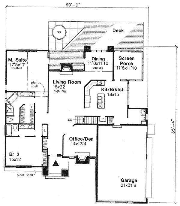 One-Story Traditional Level One of Plan 88232