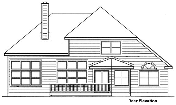 Traditional Rear Elevation of Plan 88238