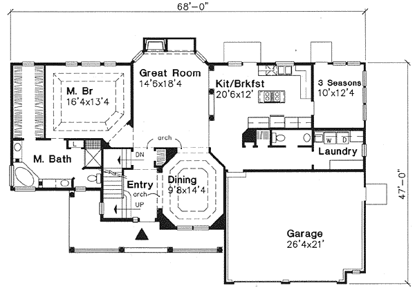 Country Farmhouse Traditional Level One of Plan 88241