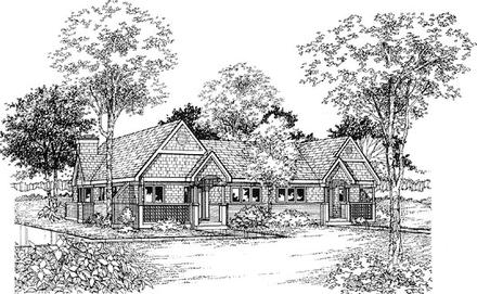 One-Story Traditional Elevation of Plan 88242