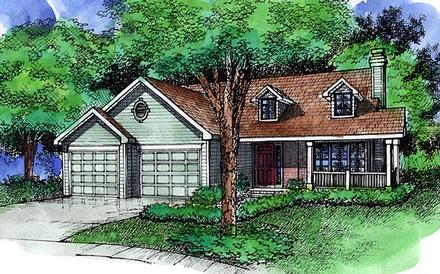 Country One-Story Traditional Elevation of Plan 88324