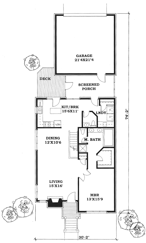 Country Narrow Lot One-Story Level One of Plan 88383