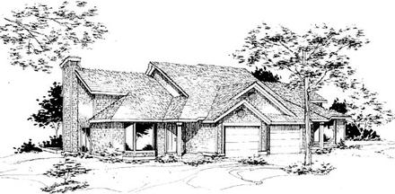 One-Story Traditional Elevation of Plan 88401