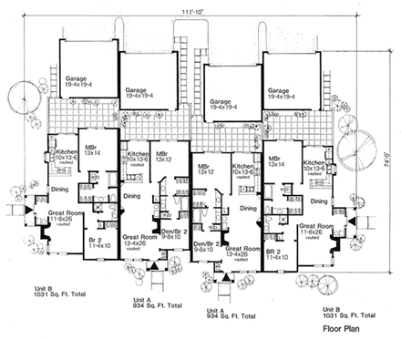 Multi-Family Plan 88405 First Level Plan