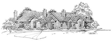 One-Story Traditional Elevation of Plan 88405