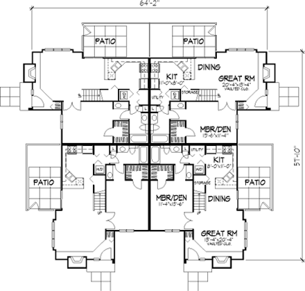 Multi-Family Plan 88406 First Level Plan