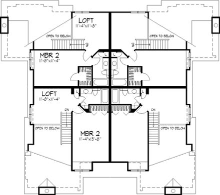 Multi-Family Plan 88406 Second Level Plan