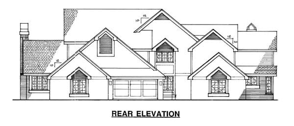 Traditional Rear Elevation of Plan 88409