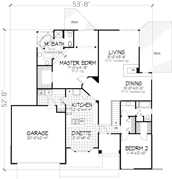 One-Story Ranch Level One of Plan 88414