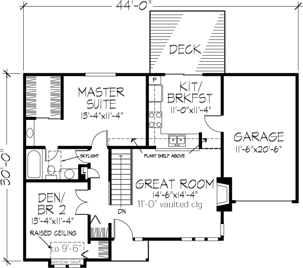 One-Story Ranch Level One of Plan 88415