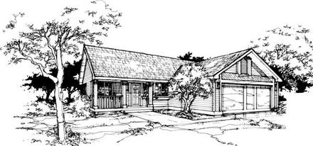 Country One-Story Elevation of Plan 88418