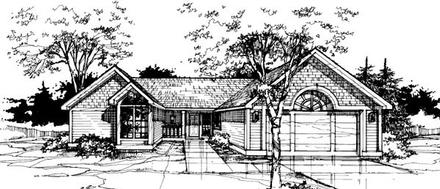 Country One-Story Elevation of Plan 88420