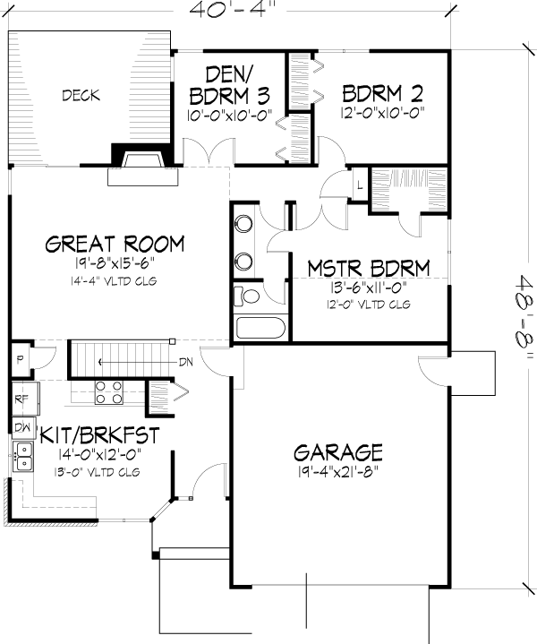 Narrow Lot One-Story Level One of Plan 88422