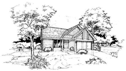 Narrow Lot One-Story Elevation of Plan 88422