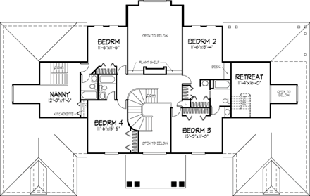 House Plan 88475 Second Level Plan