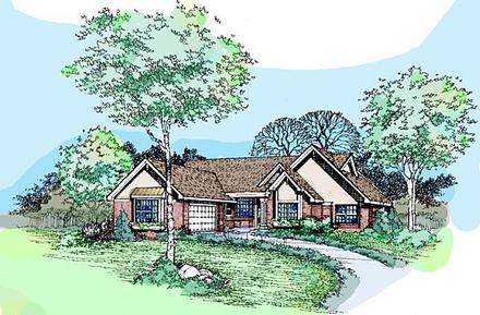 Ranch Traditional Elevation of Plan 88484