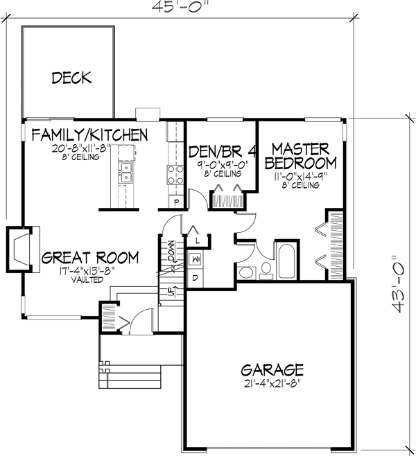 Contemporary Level One of Plan 88498