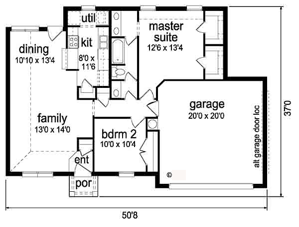 One-Story Traditional Level One of Plan 88601