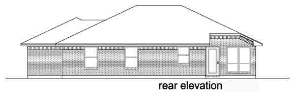 One-Story Traditional Rear Elevation of Plan 88601
