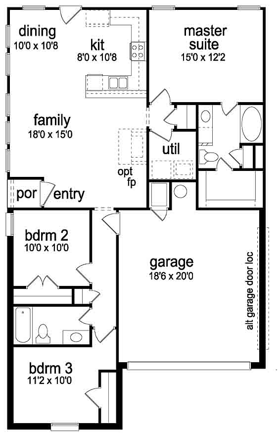 Narrow Lot One-Story Traditional Level One of Plan 88605