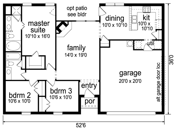 One-Story Traditional Level One of Plan 88606