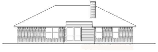 One-Story Traditional Rear Elevation of Plan 88606