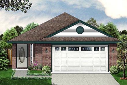 Narrow Lot One-Story Traditional Elevation of Plan 88608