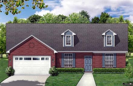 Country One-Story Traditional Elevation of Plan 88619