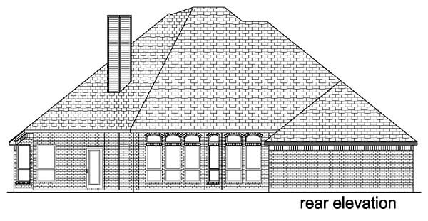 European One-Story Traditional Rear Elevation of Plan 88622